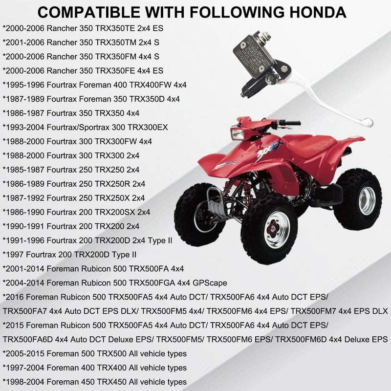 Vanlison Front Hand Brake Master Cylinder 7/8" Compatible with Honda ATV Fourtrax Sportrax TRX 200 250 300 350 Rancher TRX 350 Foreman TRX 400 450 500 Rubicon TRX 500 Repl.# 45510-HM3-305 - Image 2